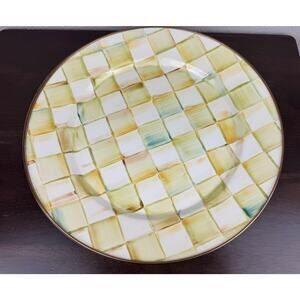 MACKENZIE-CHILDS RETIRED HTF Parchment Check enamel charger plate